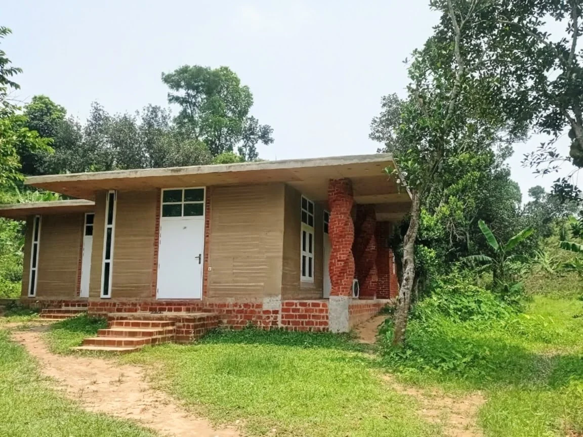 Matiranga rammed-mud bungalow interior at Niruddesh Eco-Resort, Sreemangal, Sylhet, Bangladesh